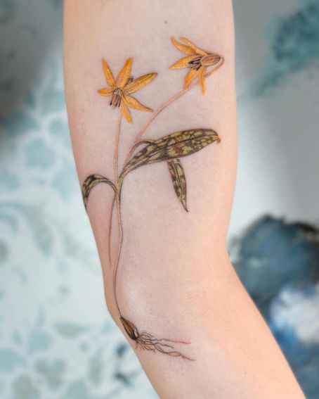Trout Lily Wildflower Tattoo