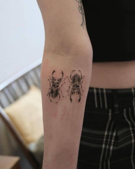 Twin Beetle Tattoo Design