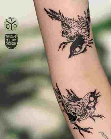 Two Chirping Chickadee Tattoo Designs