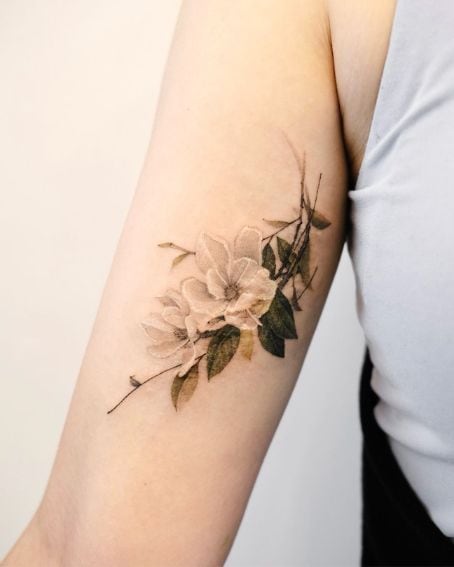 White Magnolia Cover Up Tattoo