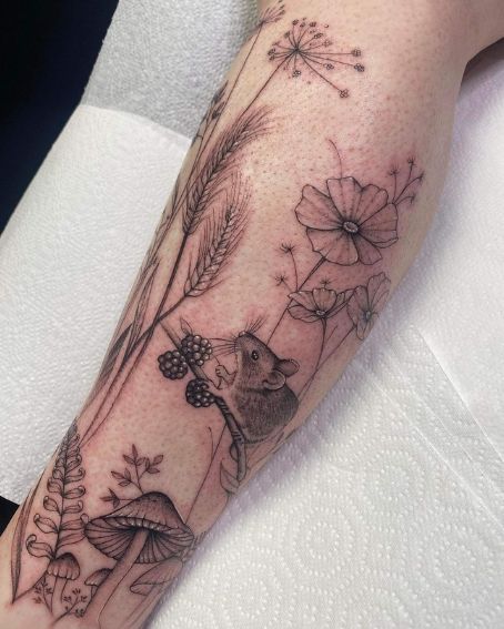 Wild Flower Tattoo with Mouse