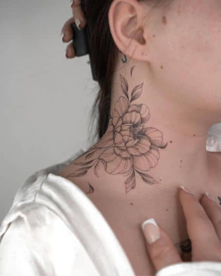 Wildflower Neck Tattoo