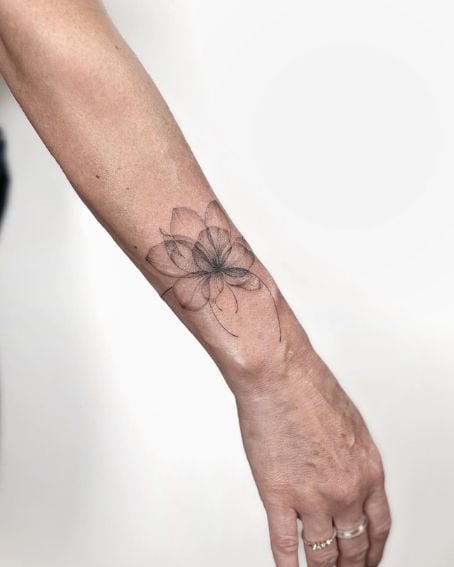 X-Ray Magnolia Tattoo on Wrist