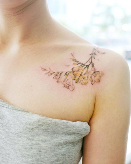 Yellowish Freesia Tattoo Design